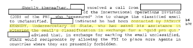 Newly released document from the FBI investigation into Hillary Clinton’s private email server as Secretary of State (FBI)
